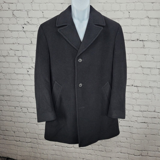 Ralph Ralph Lauren Black Single Breasted Buttoned Vented Notch Over Coat 38R
