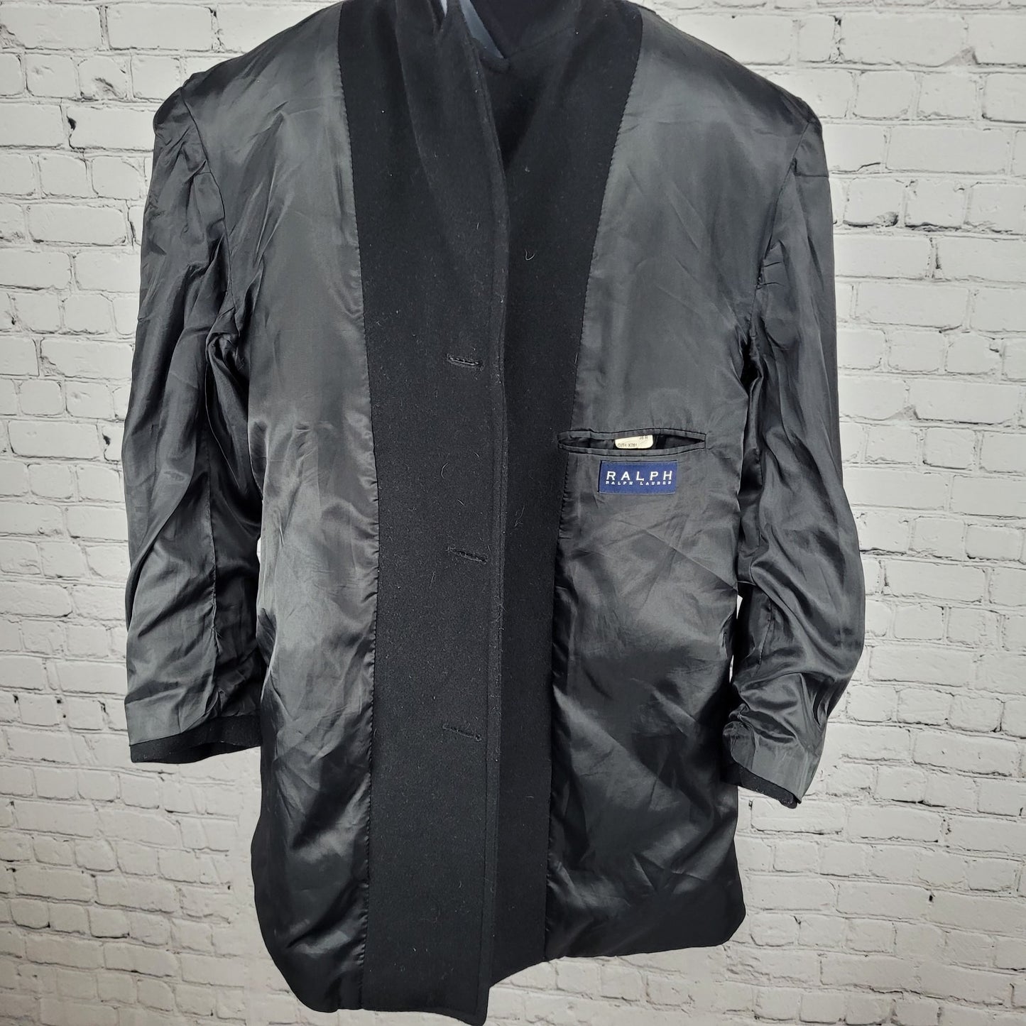 Ralph Ralph Lauren Black Single Breasted Buttoned Vented Notch Over Coat 38R