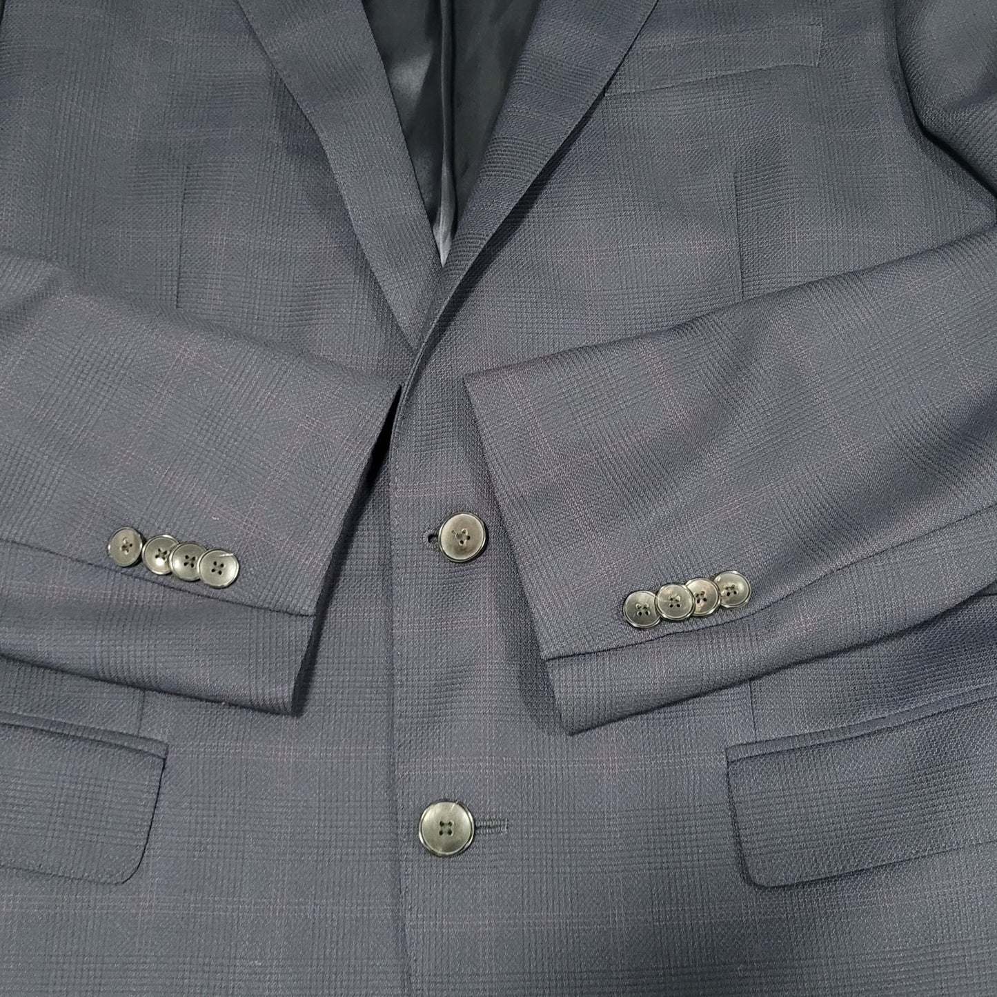 Hugo Boss x Nordstrom Blue 100% Wool Super 120 Drago Check Blazer Sport Coat 42L