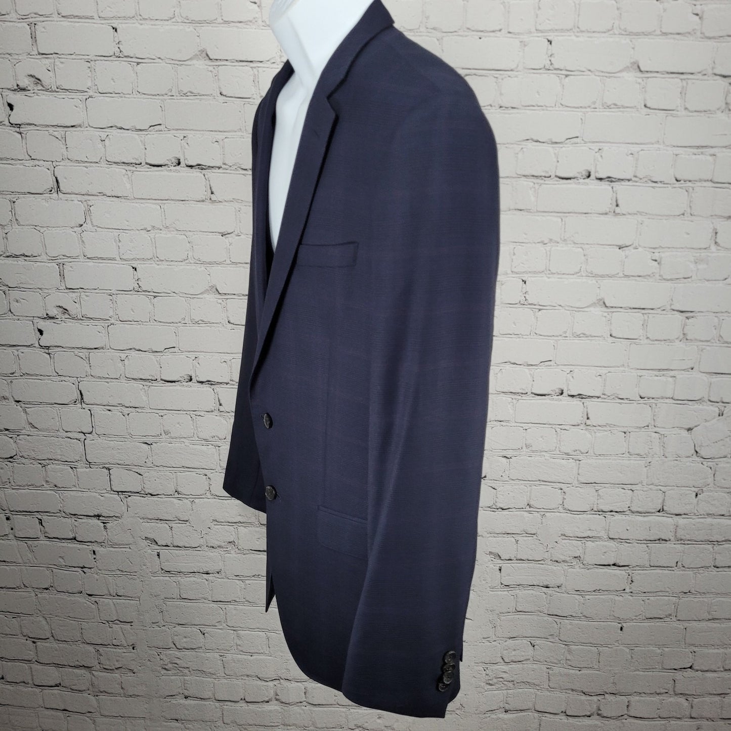 Hugo Boss x Nordstrom Blue 100% Wool Super 120 Drago Check Blazer Sport Coat 42L