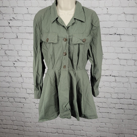 Neiman Marcus Gordon Henderson Green Long Sleeve Drop Waist Shirt Top USA 8