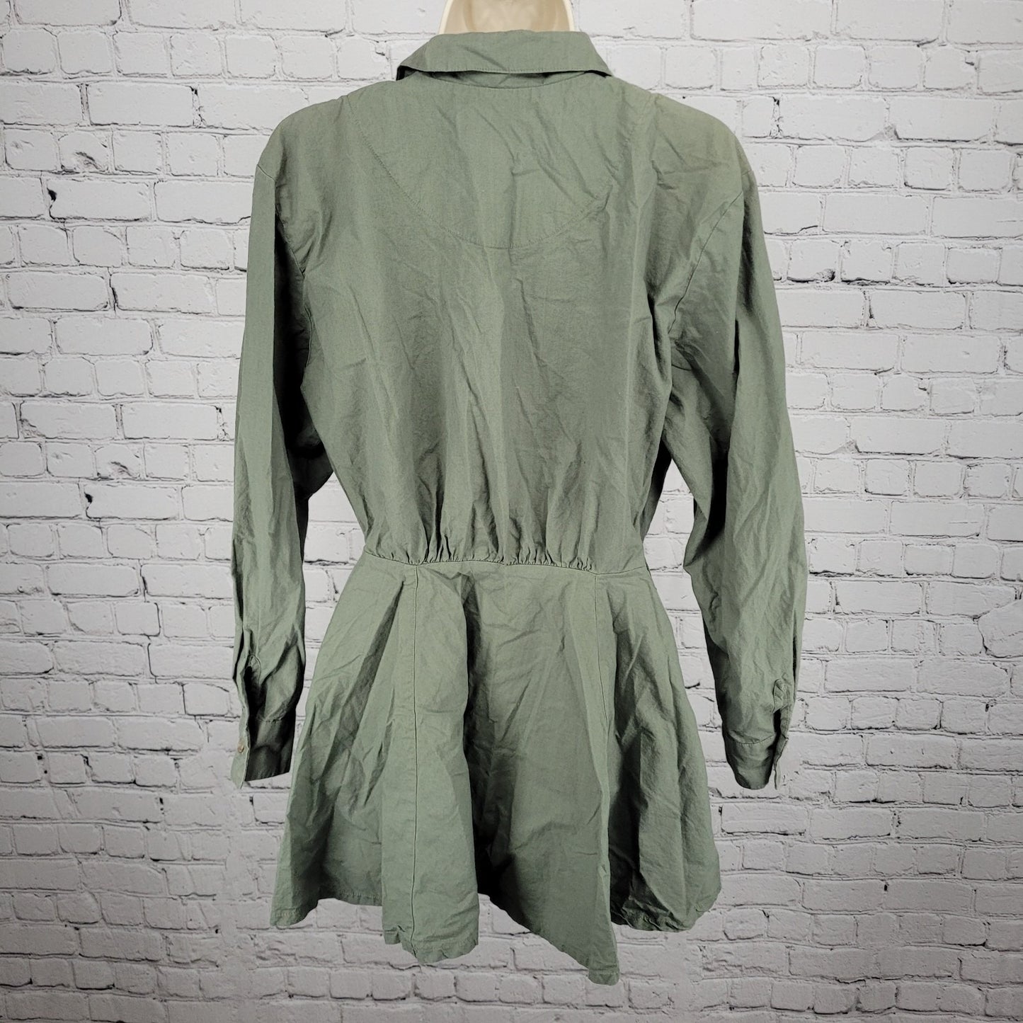 Neiman Marcus Gordon Henderson Green Long Sleeve Drop Waist Shirt Top USA 8