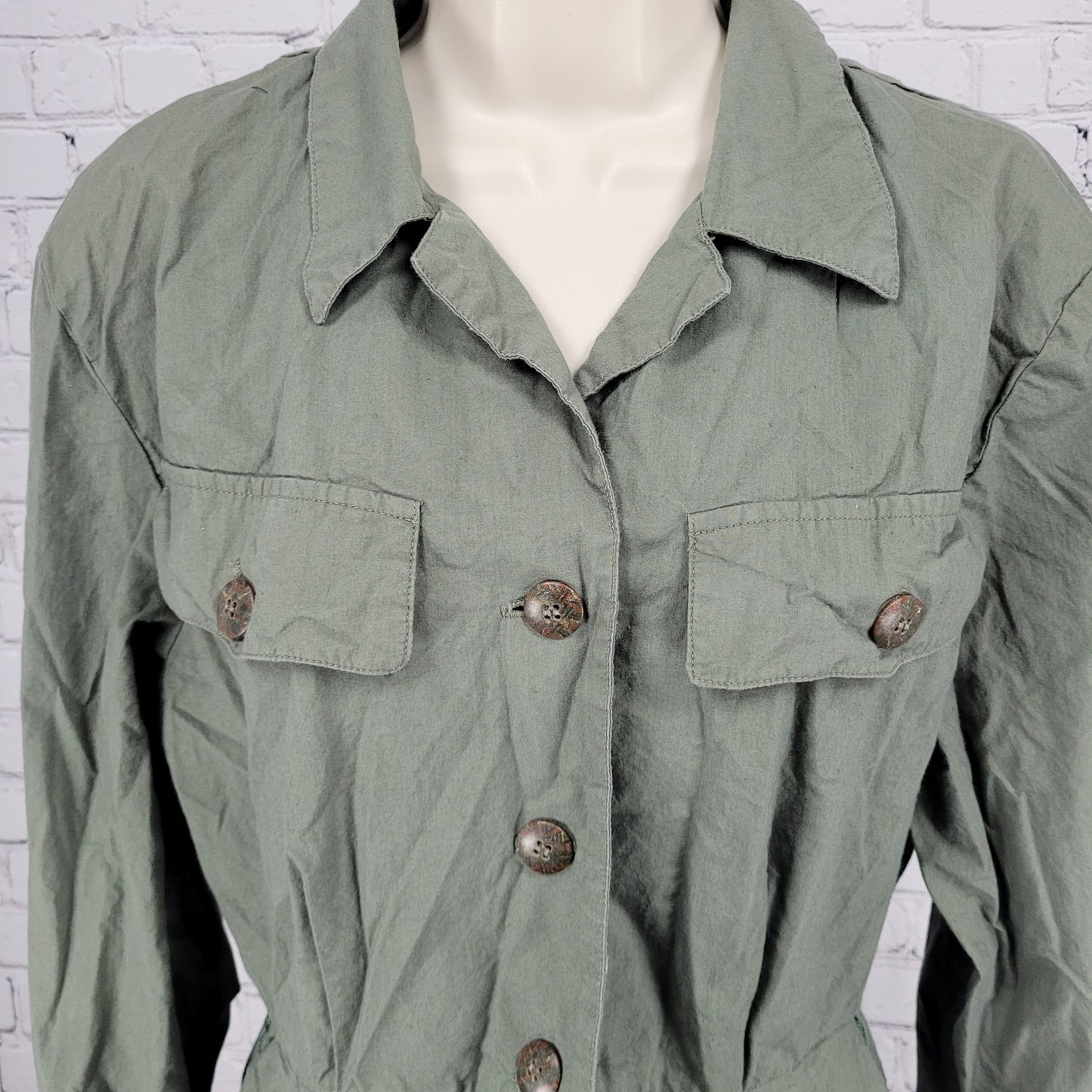 Neiman Marcus Gordon Henderson Green Long Sleeve Drop Waist Shirt Top USA 8