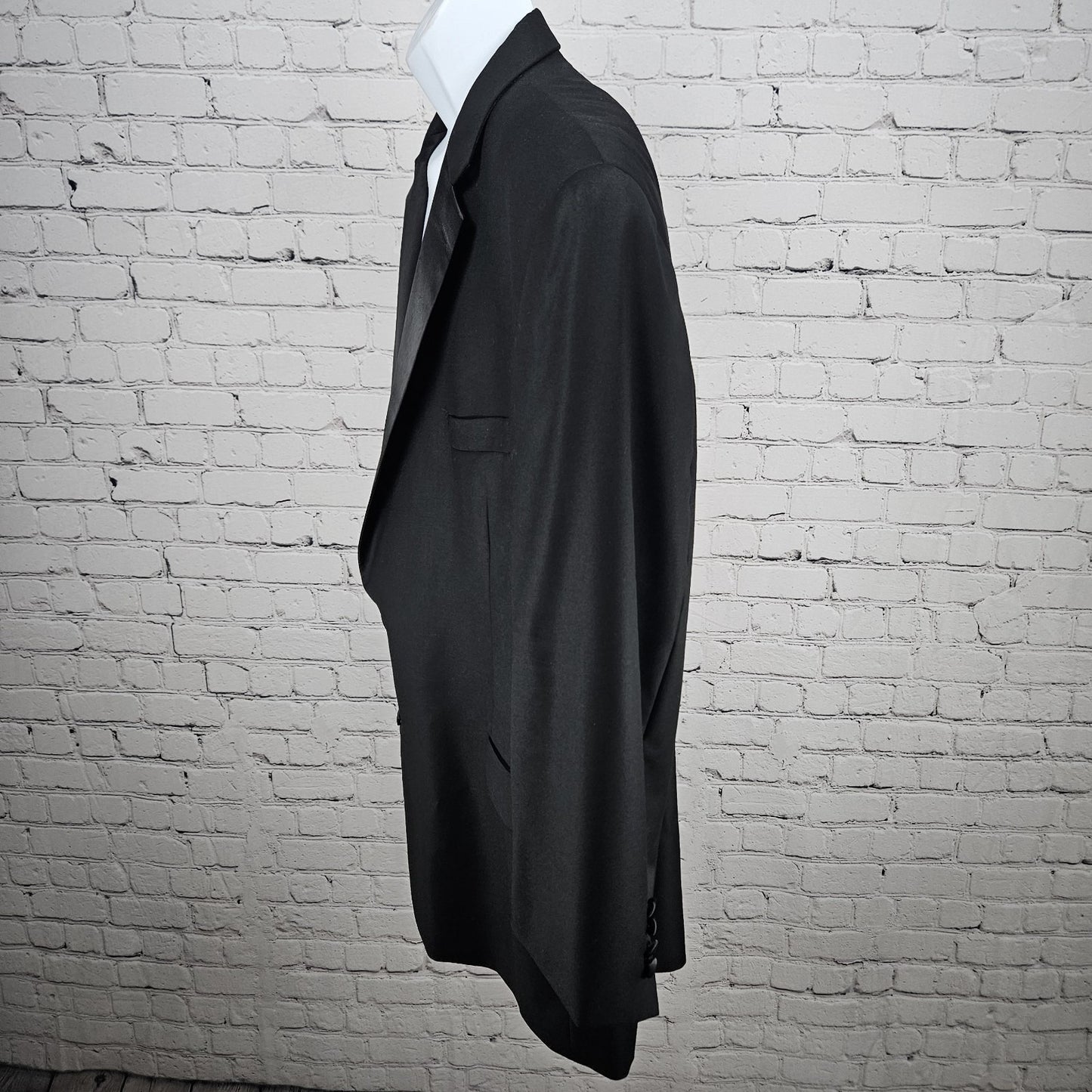 Calvin Klein Black 100% Wool 2 Button Tuxedo Blazer Formal Suit Jacket 52R