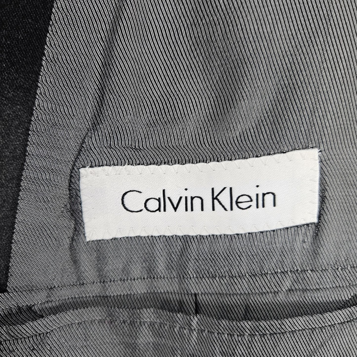Calvin Klein Black 100% Wool 2 Button Tuxedo Blazer Formal Suit Jacket 52R