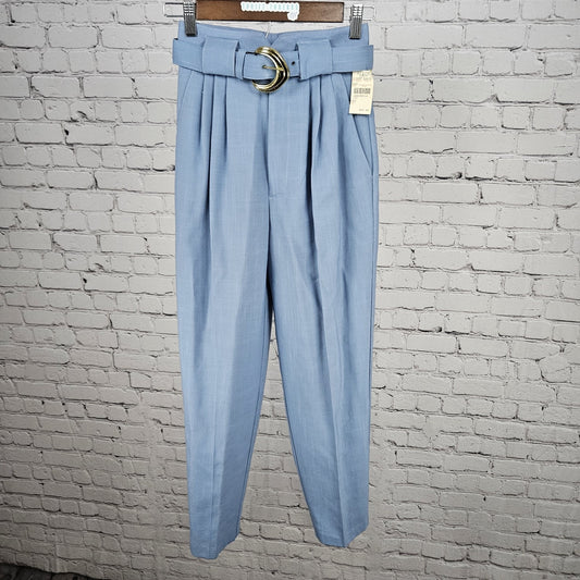 NWT VTG Petite Sophisticate Blue High Rise Pleated Pants Belt USA 2P (23x26.5)