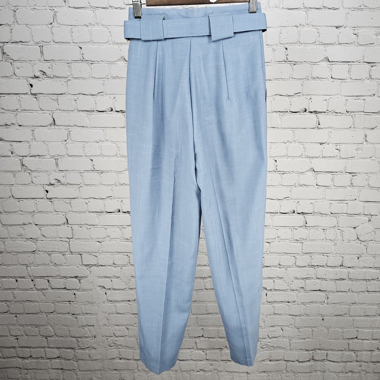 NWT VTG Petite Sophisticate Blue High Rise Pleated Pants Belt USA 2P (23x26.5)
