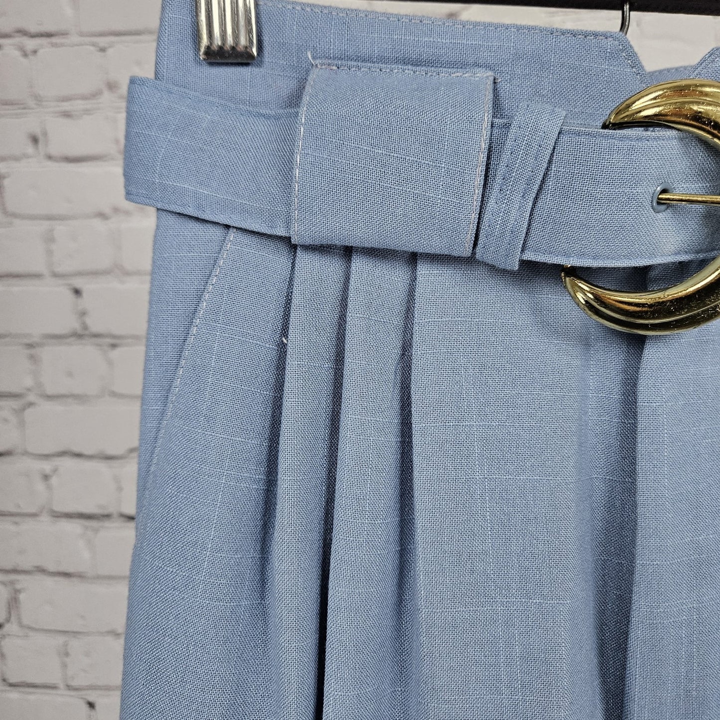 NWT VTG Petite Sophisticate Blue High Rise Pleated Pants Belt USA 2P (23x26.5)