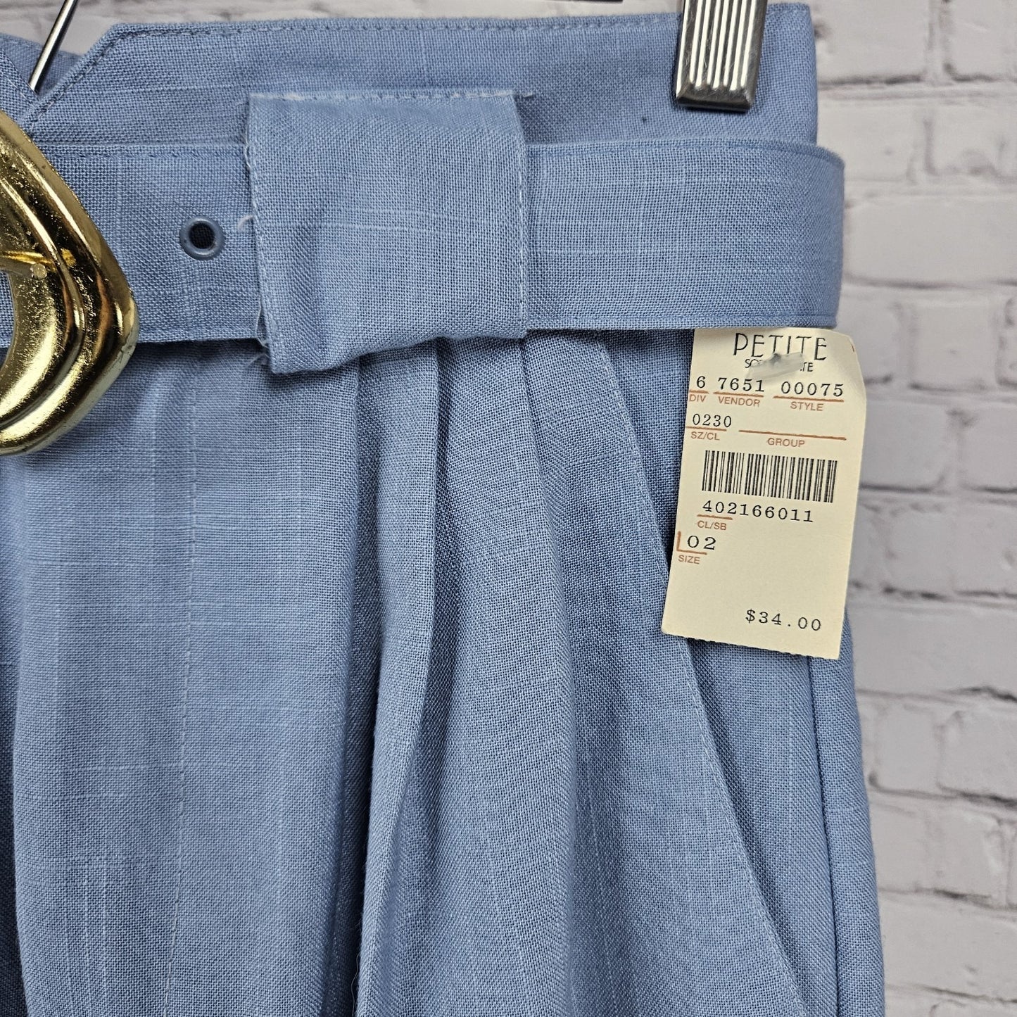 NWT VTG Petite Sophisticate Blue High Rise Pleated Pants Belt USA 2P (23x26.5)