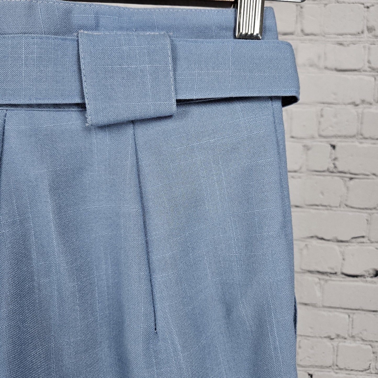 NWT VTG Petite Sophisticate Blue High Rise Pleated Pants Belt USA 2P (23x26.5)