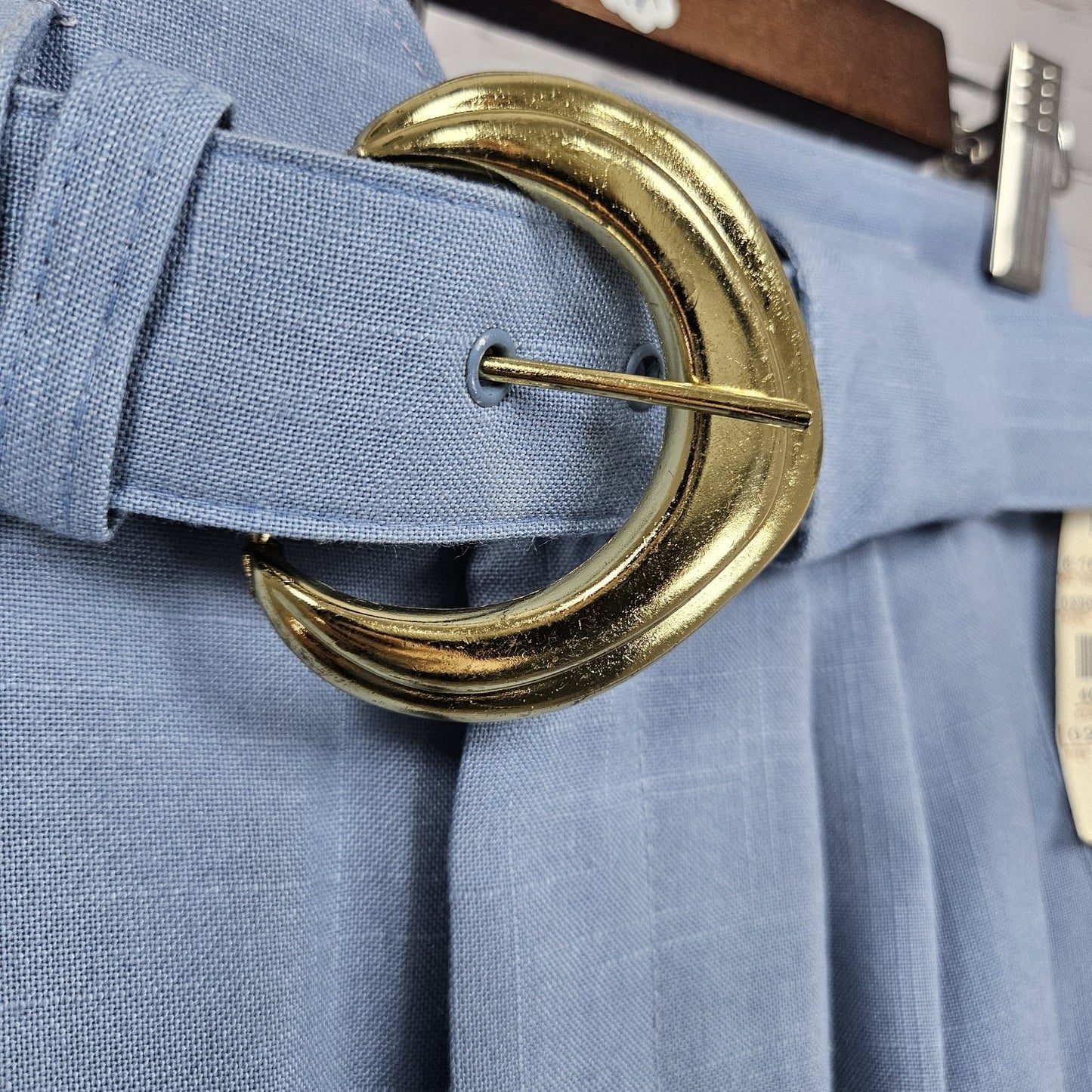 NWT VTG Petite Sophisticate Blue High Rise Pleated Pants Belt USA 2P (23x26.5)