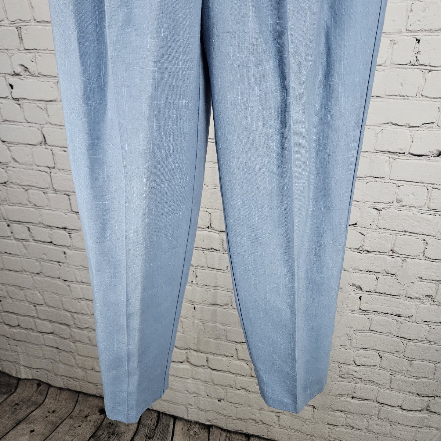 NWT VTG Petite Sophisticate Blue High Rise Pleated Pants Belt USA 2P (23x26.5)