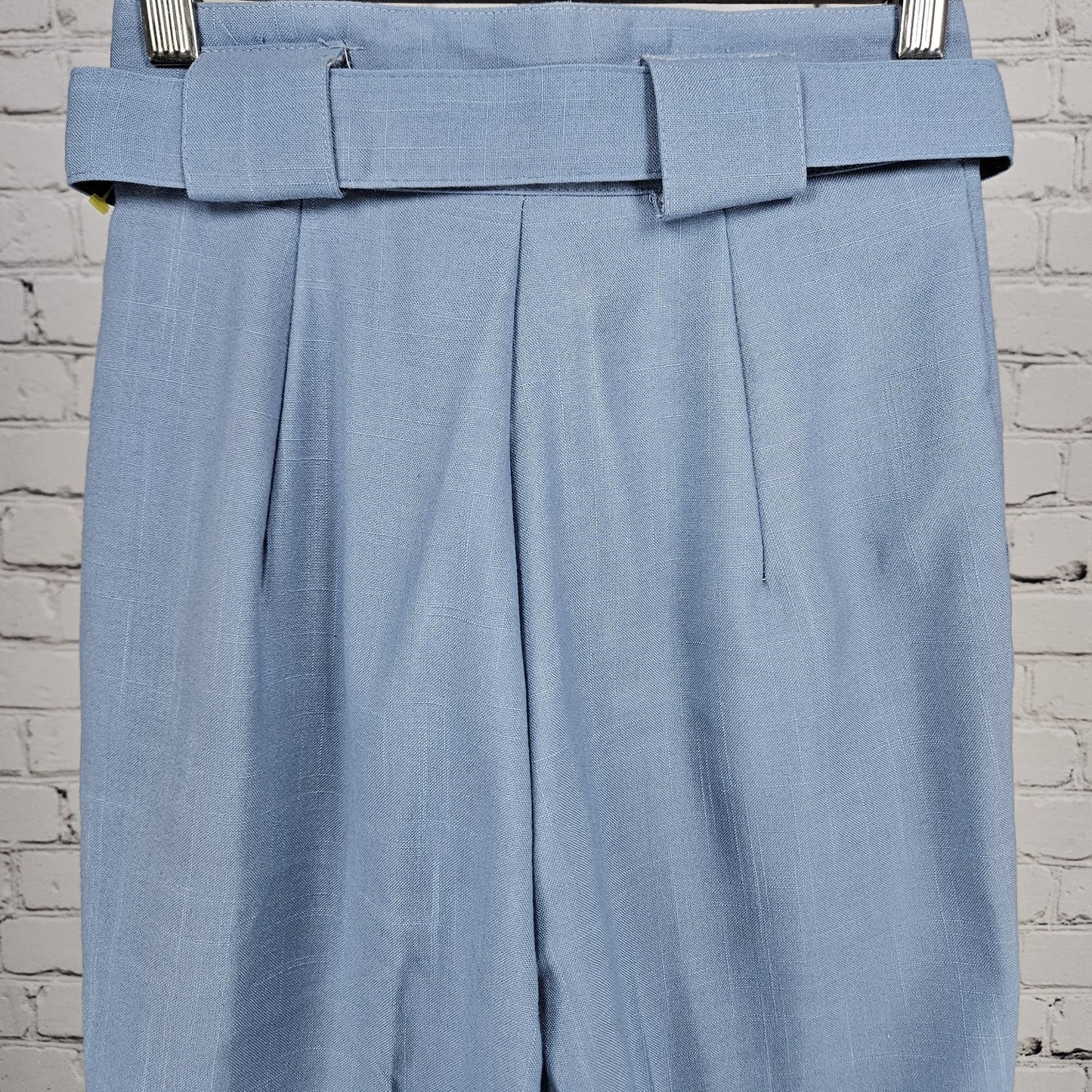 NWT VTG Petite Sophisticate Blue High Rise Pleated Pants Belt USA 2P (23x26.5)