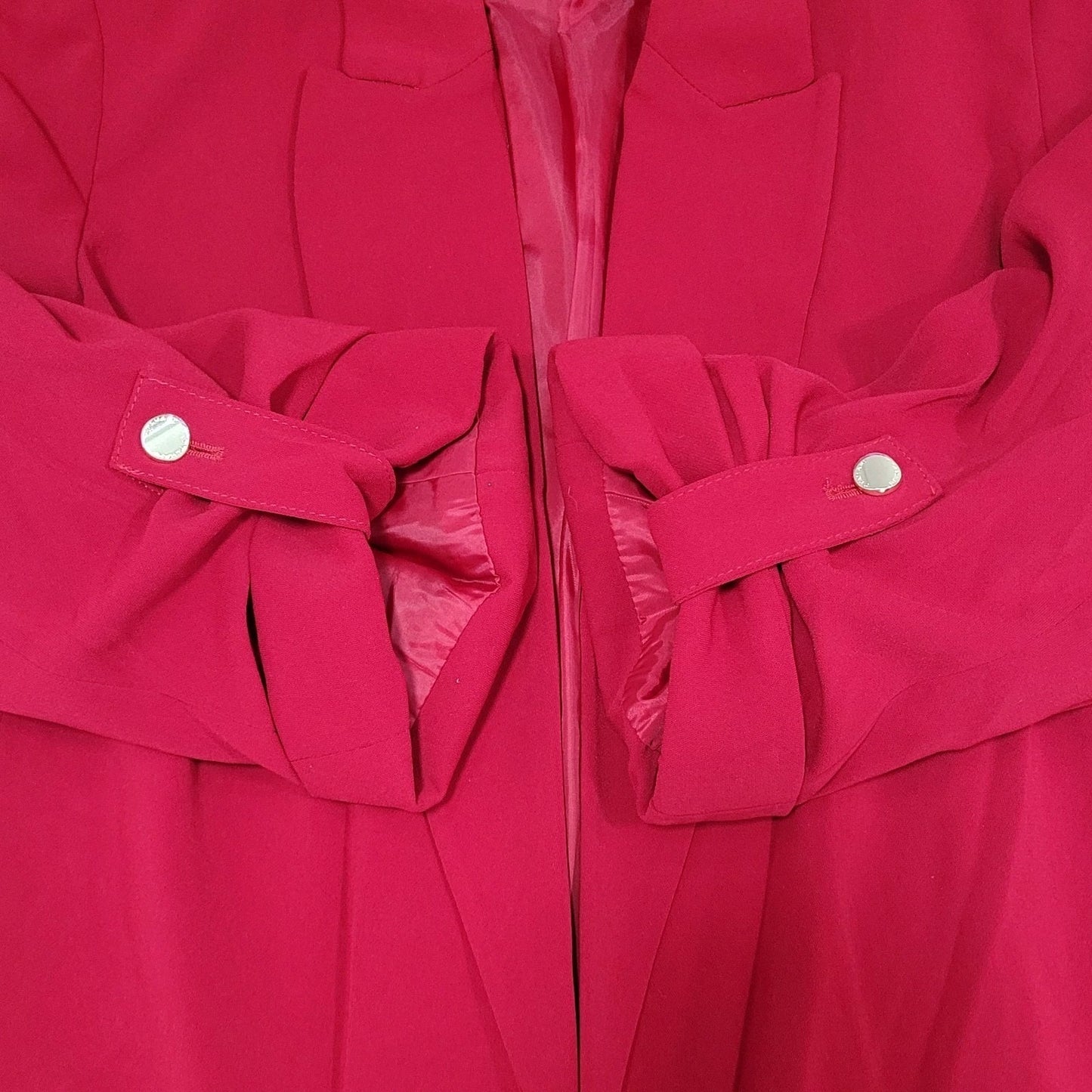 T Tahari Red Open Peak Lapel Roll Tab 3/4 Sleeve Lined Blazer Suit Jacket XL