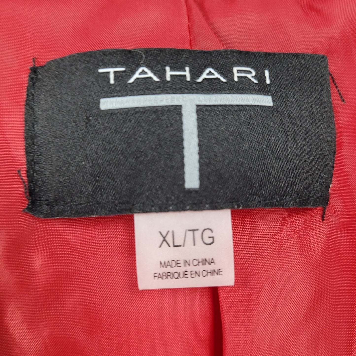 T Tahari Red Open Peak Lapel Roll Tab 3/4 Sleeve Lined Blazer Suit Jacket XL