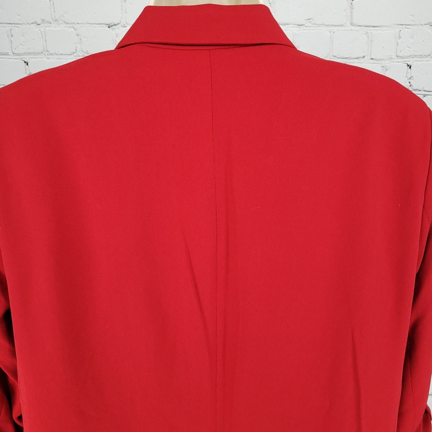 T Tahari Red Open Peak Lapel Roll Tab 3/4 Sleeve Lined Blazer Suit Jacket XL