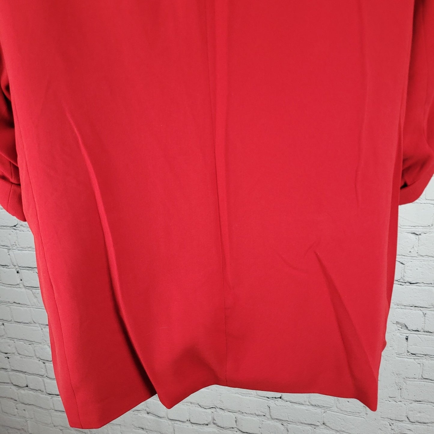 T Tahari Red Open Peak Lapel Roll Tab 3/4 Sleeve Lined Blazer Suit Jacket XL