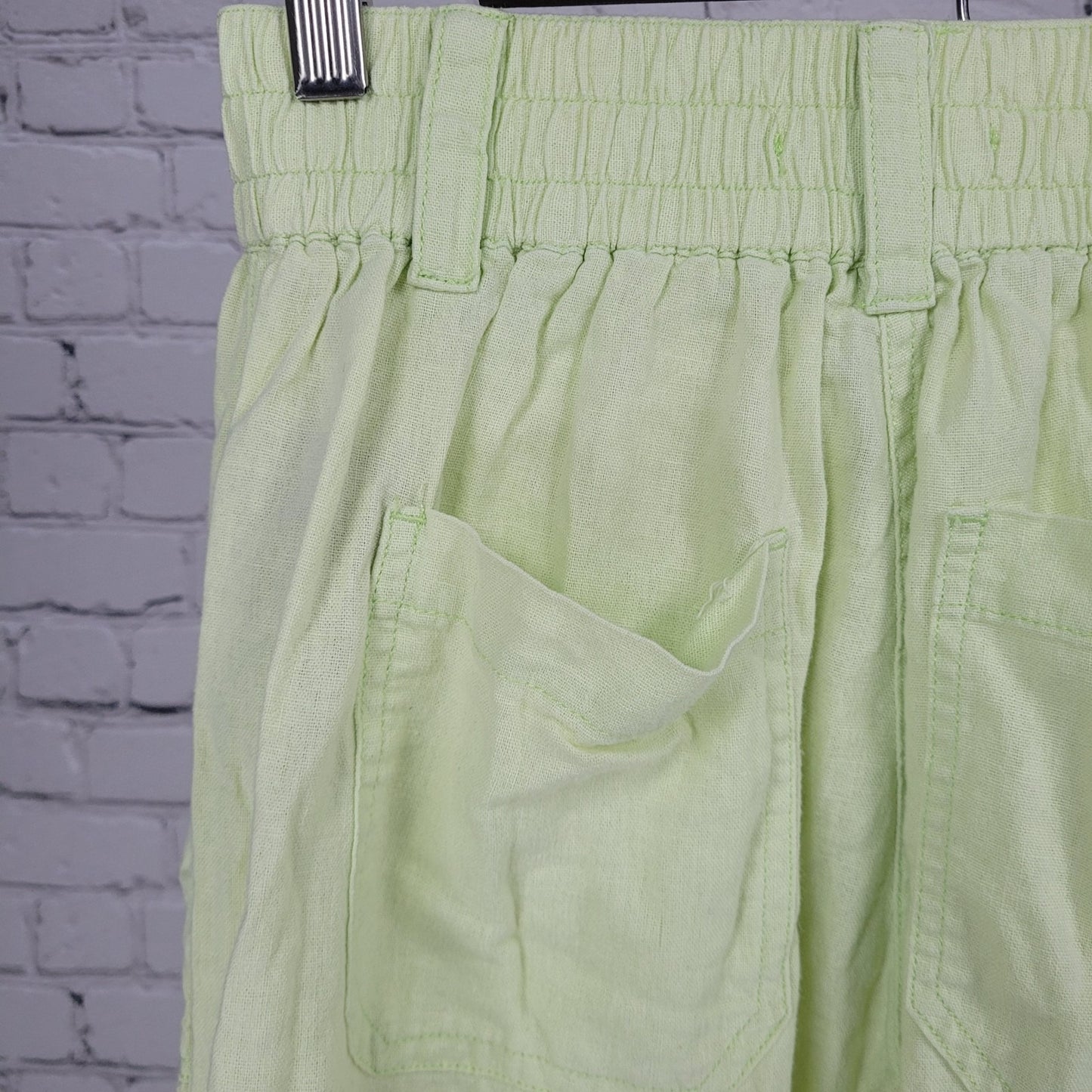 Urban Outfitters Green Linen Blend High Rise Cargo Cropped Pants Small S (26x24)