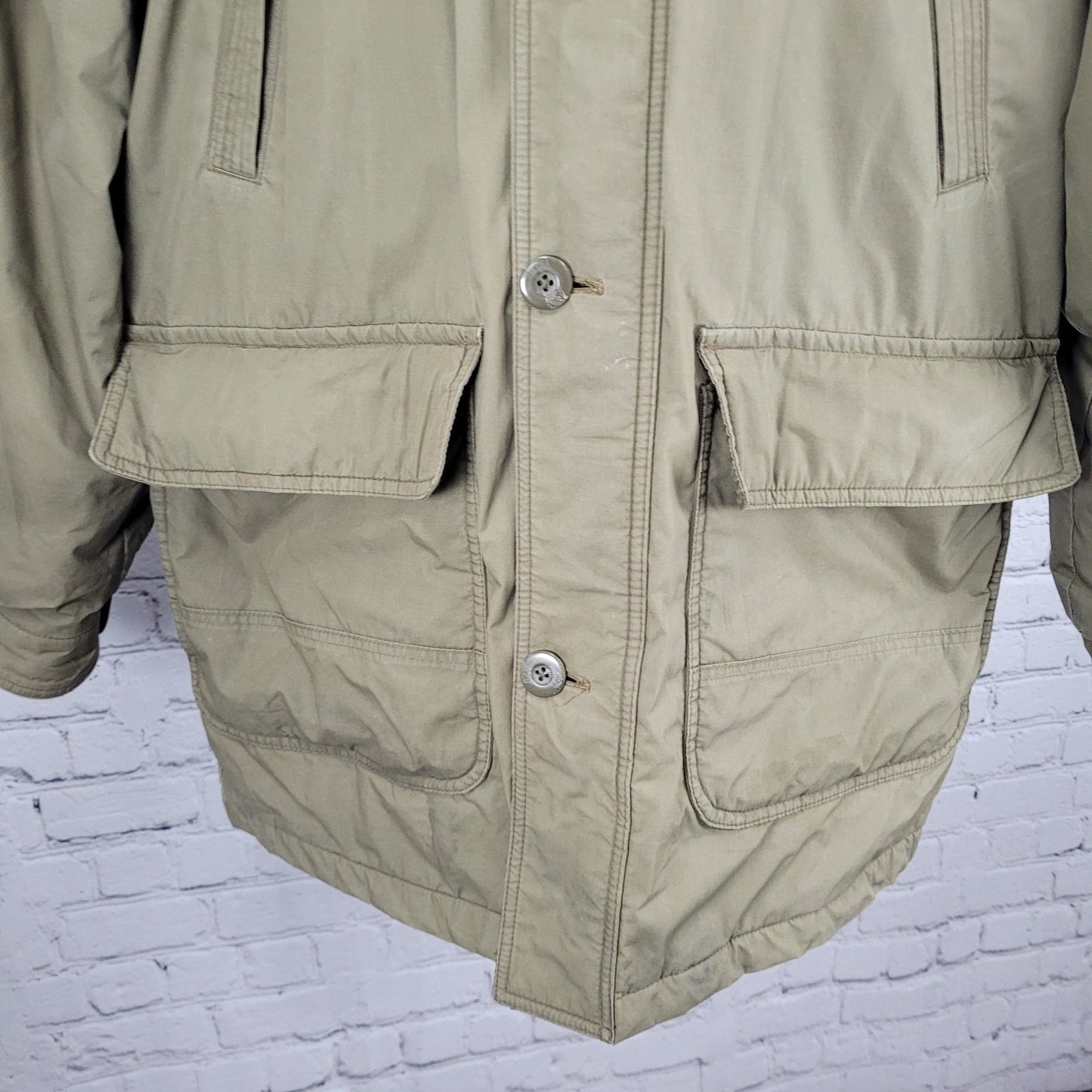 VTG Aviator Tan Parafin Cloth Full Zip Wool Lined Leather Collar Jacket Small S