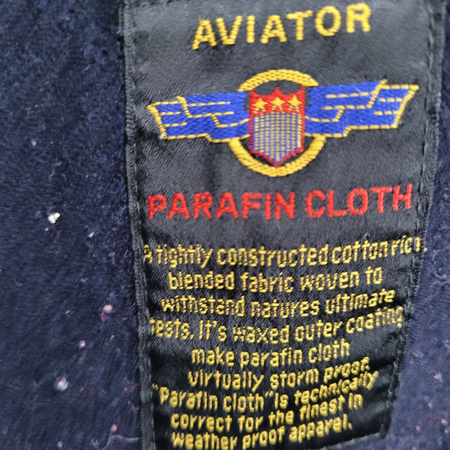 VTG Aviator Tan Parafin Cloth Full Zip Wool Lined Leather Collar Jacket Small S