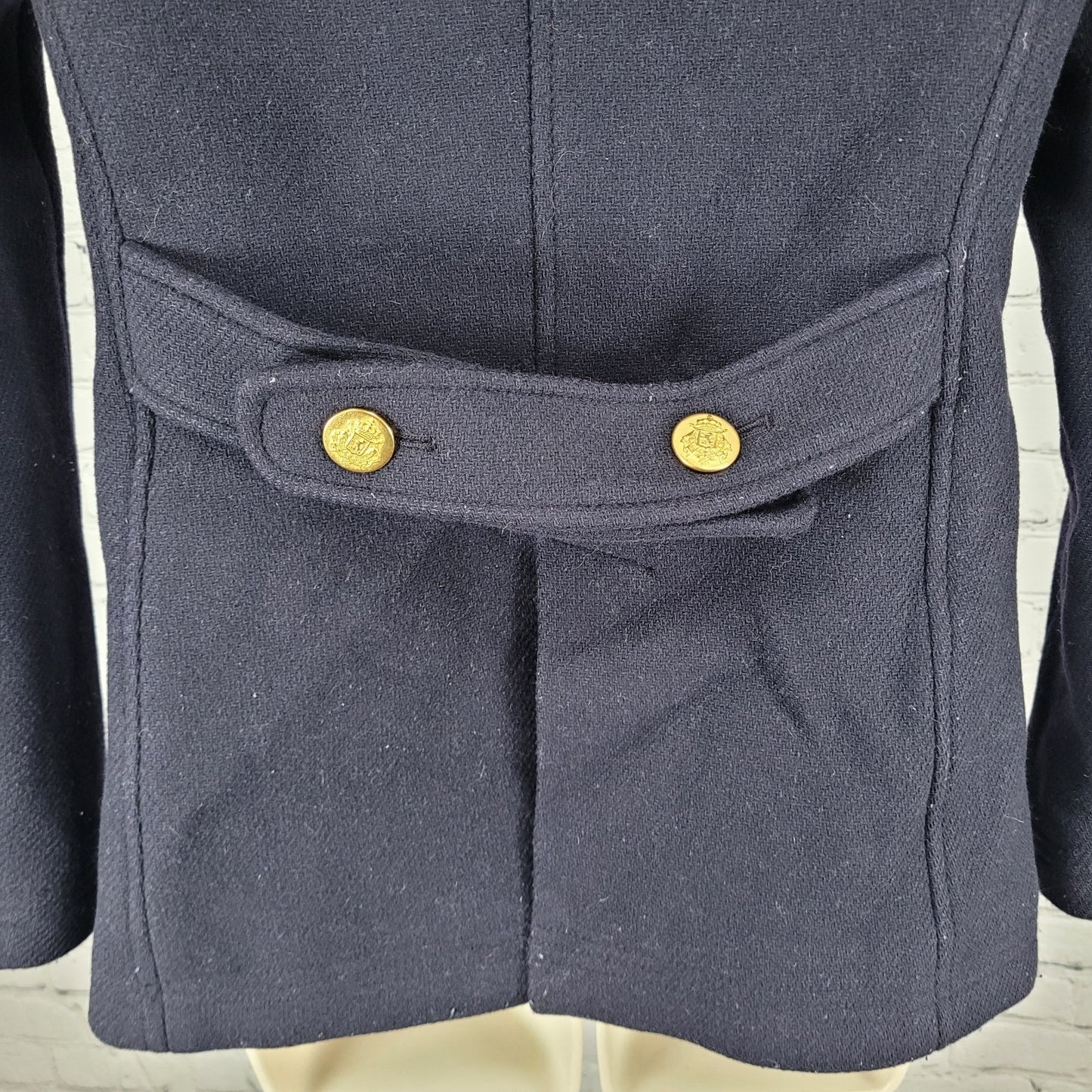 J.CREW Stadium Cloth By Nello Gori Navy Wool Blend Buttoned Pea Coat Size 2