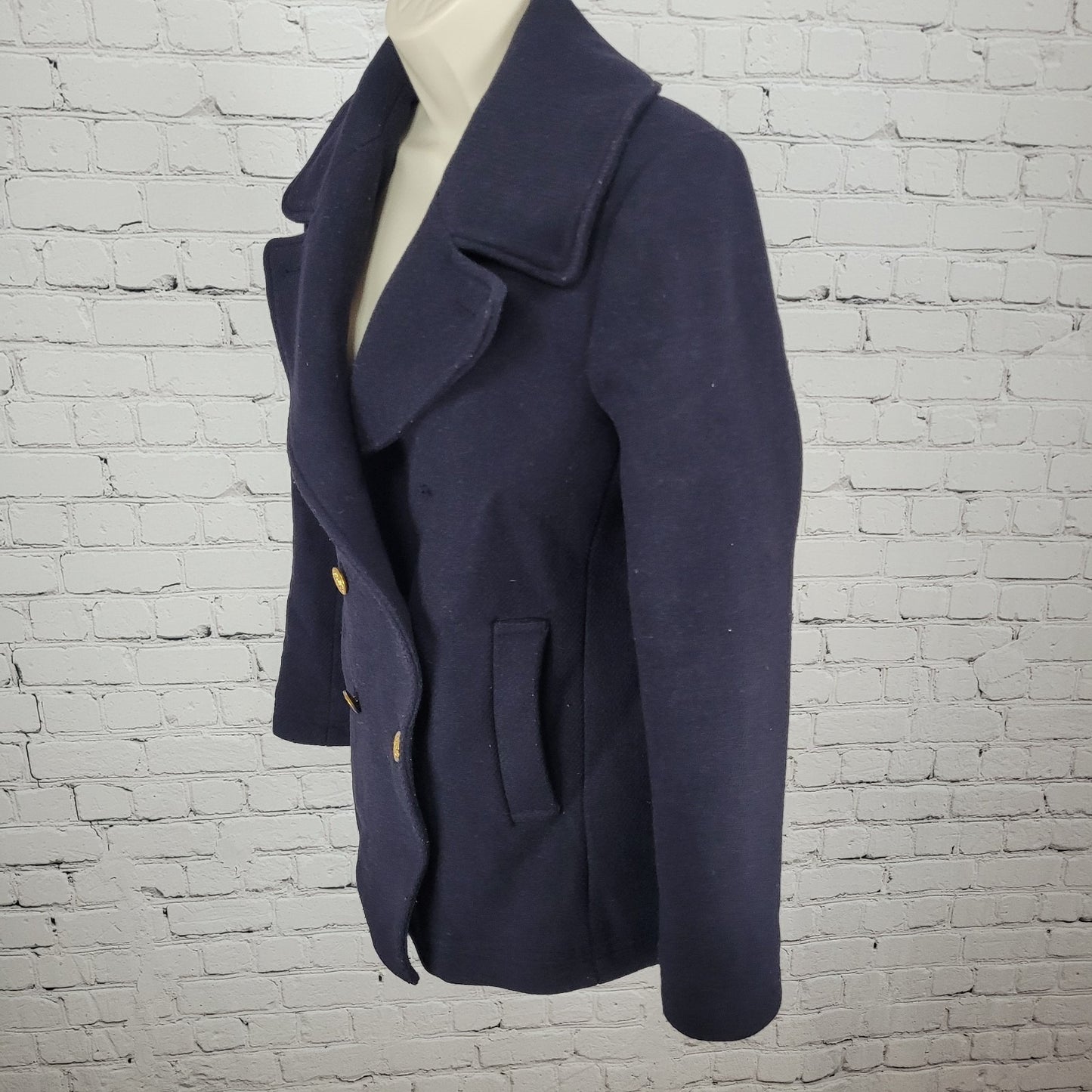 J.CREW Stadium Cloth By Nello Gori Navy Wool Blend Buttoned Pea Coat Size 2