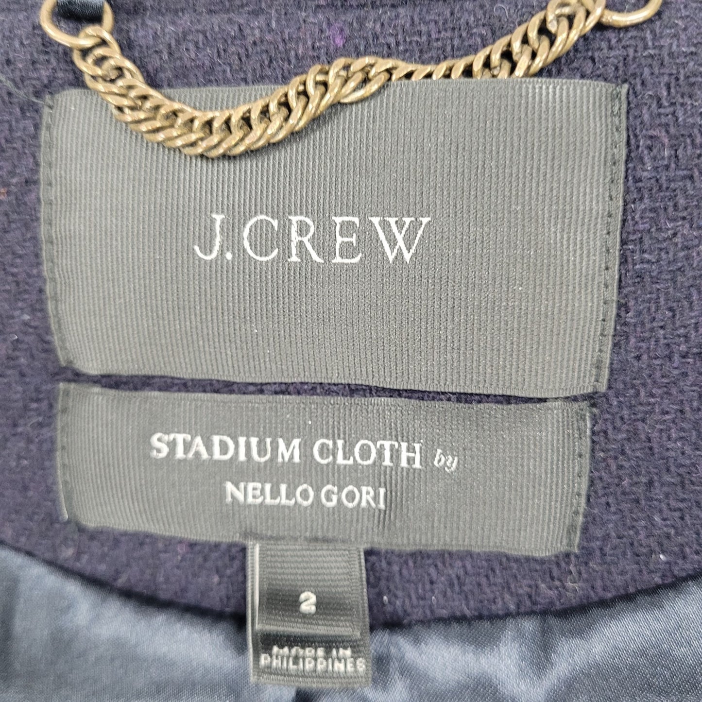 J.CREW Stadium Cloth By Nello Gori Navy Wool Blend Buttoned Pea Coat Size 2