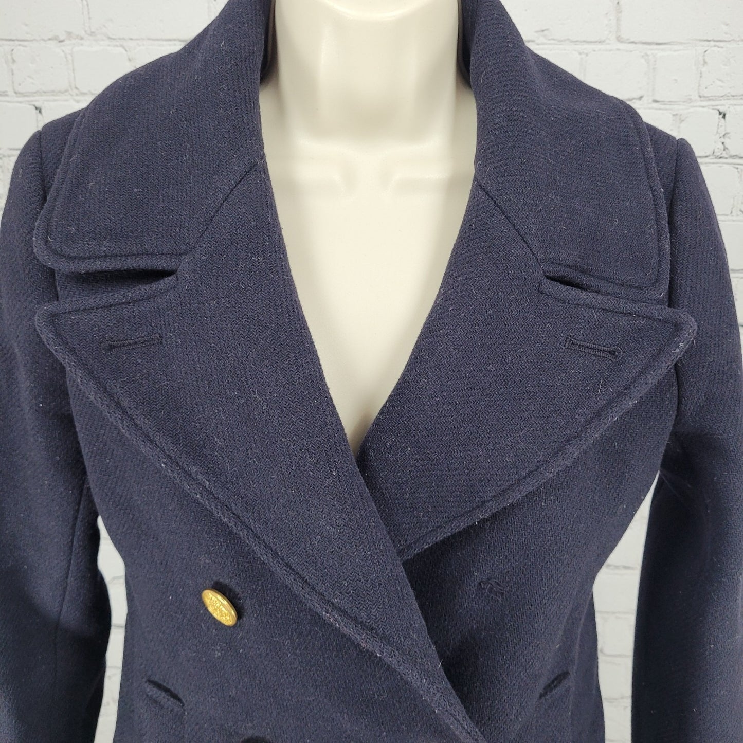 J.CREW Stadium Cloth By Nello Gori Navy Wool Blend Buttoned Pea Coat Size 2