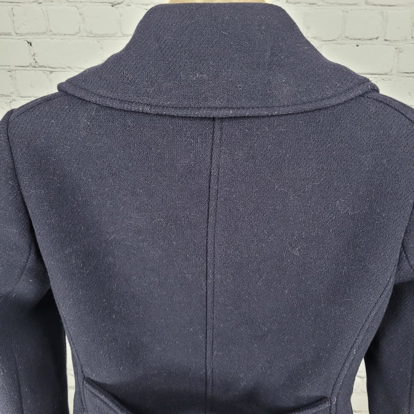 J.CREW Stadium Cloth By Nello Gori Navy Wool Blend Buttoned Pea Coat Size 2