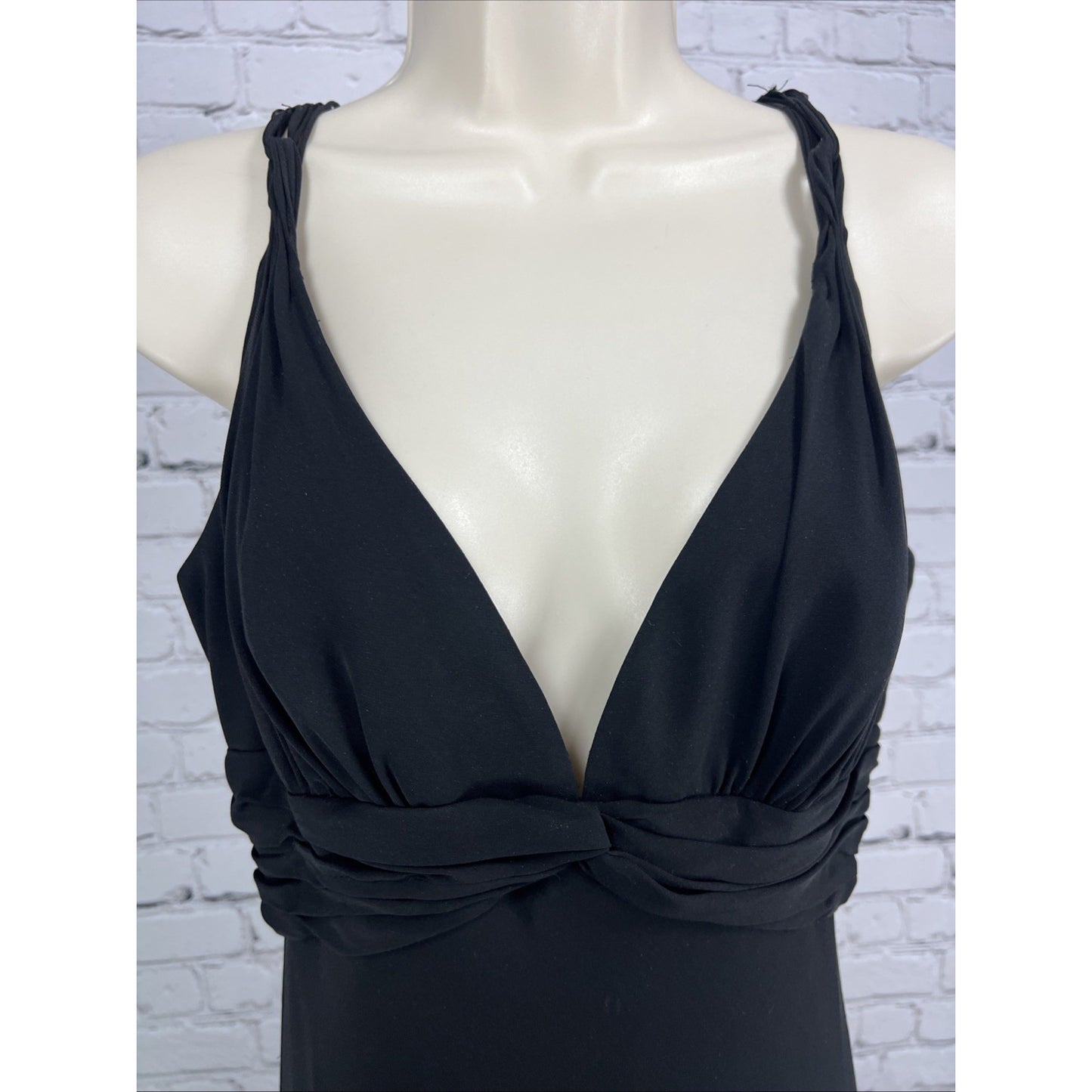 Carmen Marc Valvo Collection Black Silk Strappy Maxi Gown Long Mermaid Dress 10