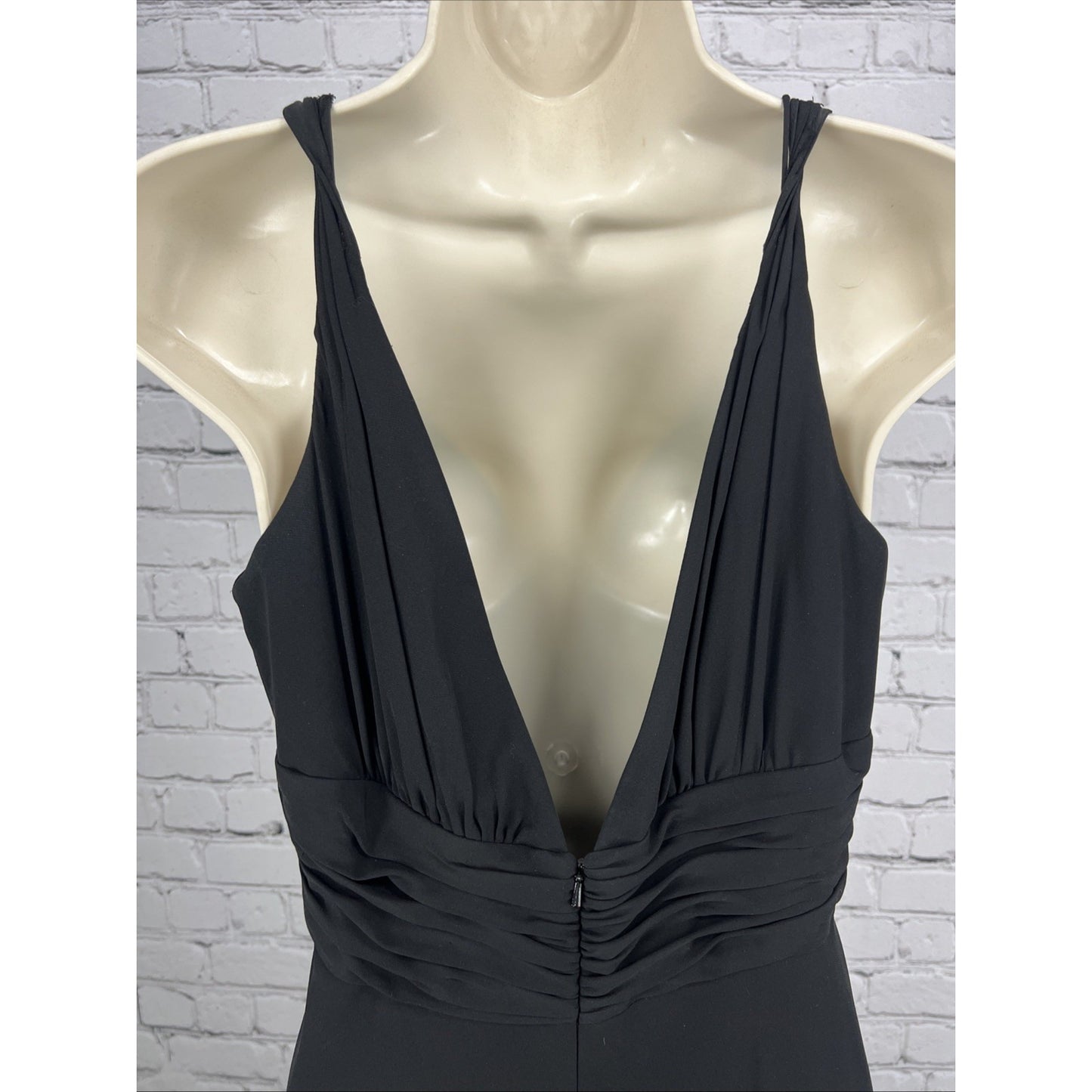 Carmen Marc Valvo Collection Black Silk Strappy Maxi Gown Long Mermaid Dress 10