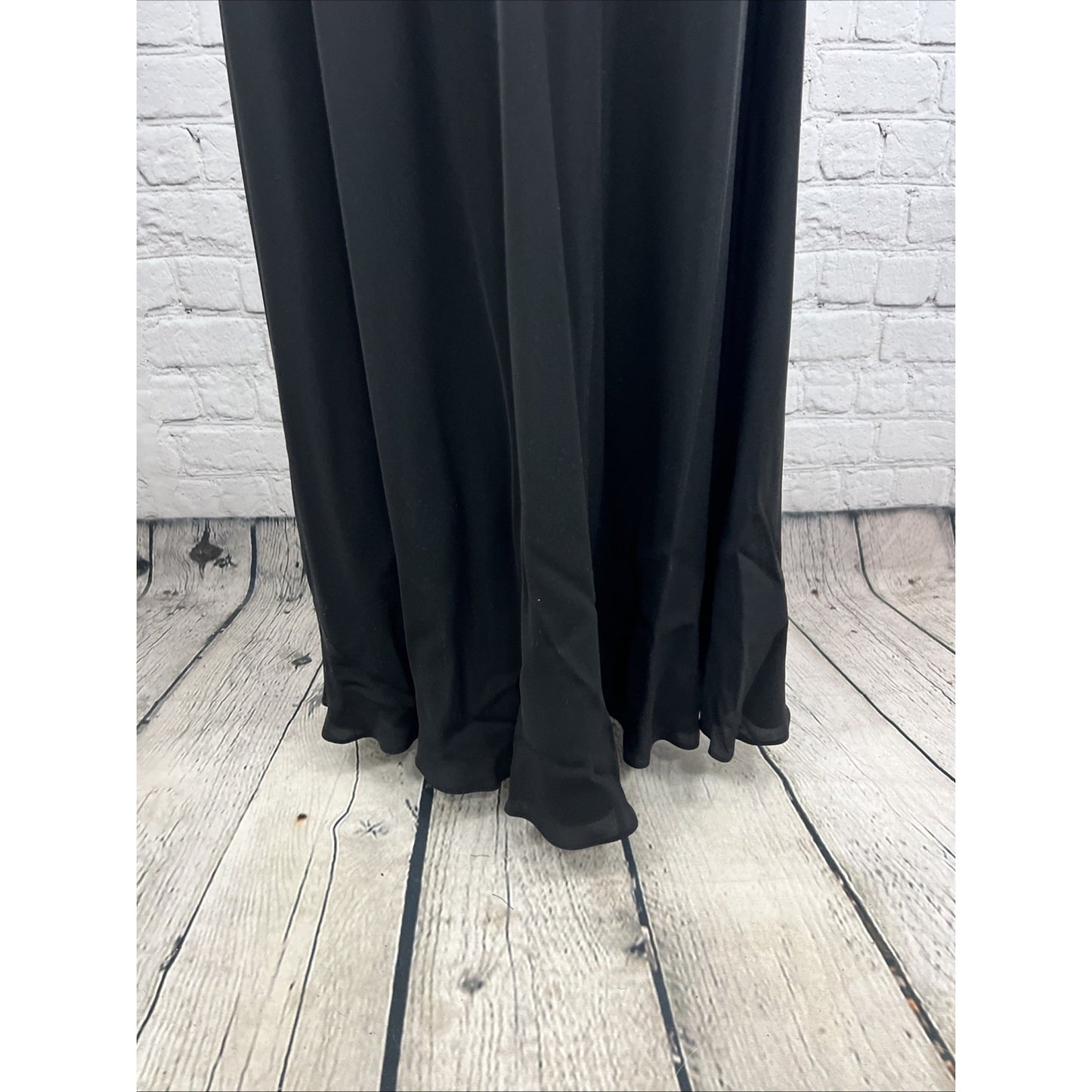 Carmen Marc Valvo Collection Black Silk Strappy Maxi Gown Long Mermaid Dress 10