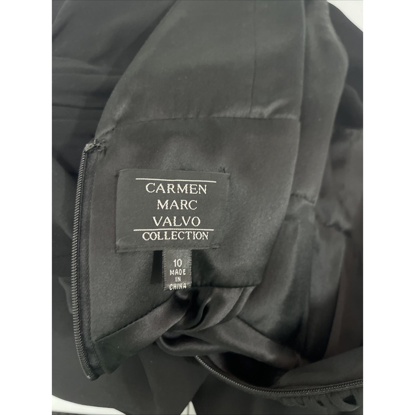 Carmen Marc Valvo Collection Black Silk Strappy Maxi Gown Long Mermaid Dress 10