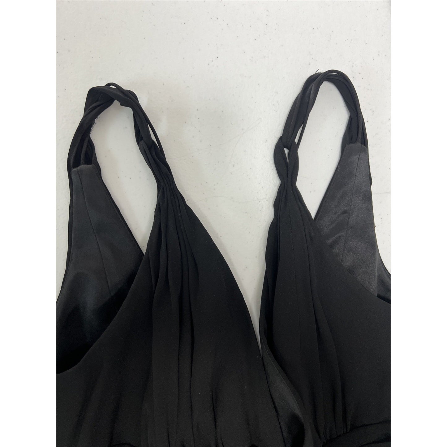 Carmen Marc Valvo Collection Black Silk Strappy Maxi Gown Long Mermaid Dress 10