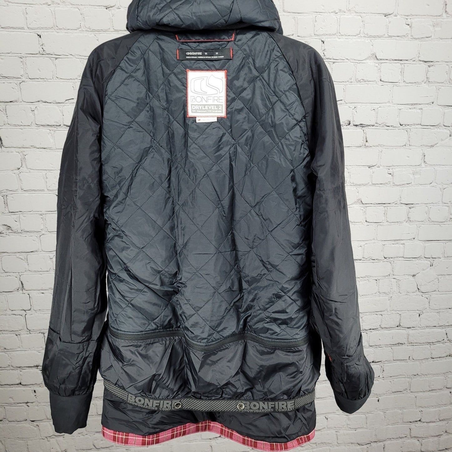 Bonfire Pink Plaid Dry Level 2 15K Waterproof Hood Snowboard Ski Jacket Medium M