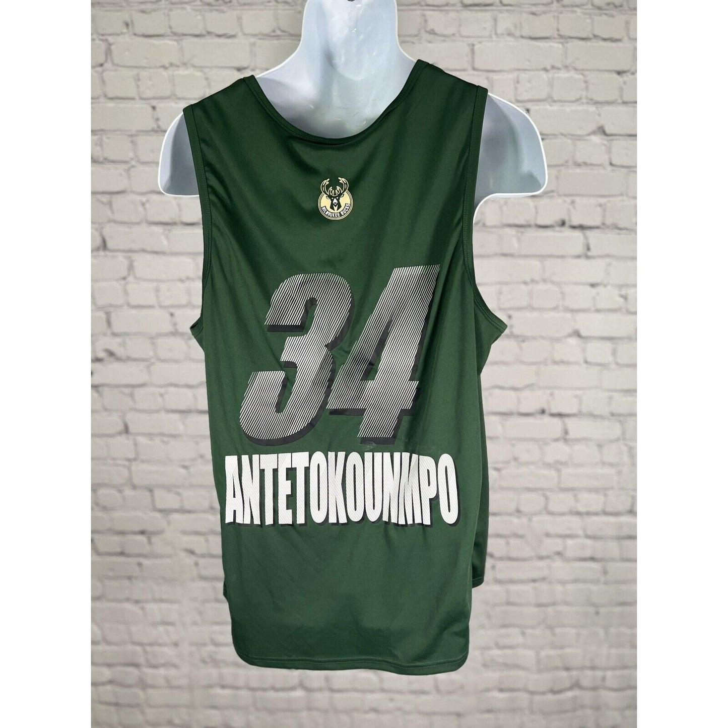 NBA Milwaukee Bucks Green White Sleeveless Jersey Antetokounmpo #34 Tank Top XL