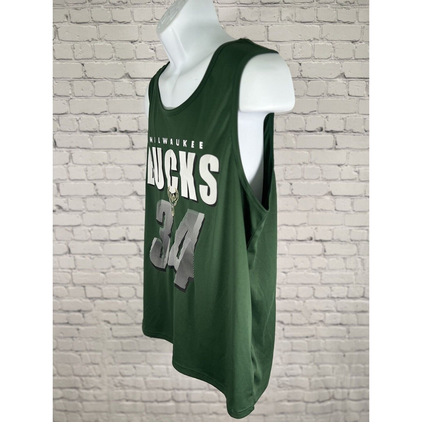 NBA Milwaukee Bucks Green White Sleeveless Jersey Antetokounmpo #34 Tank Top XL