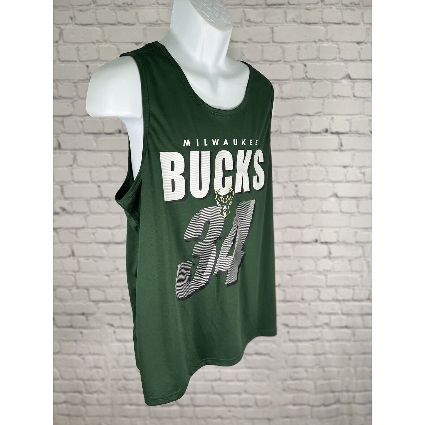 NBA Milwaukee Bucks Green White Sleeveless Jersey Antetokounmpo #34 Tank Top XL