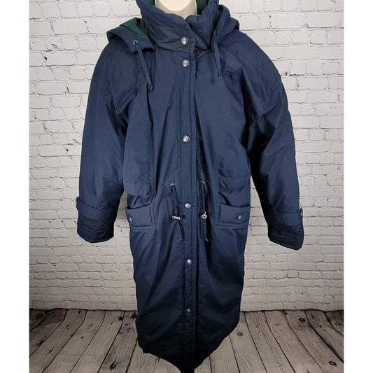 Mulberry Street Blue Down Fill Insulated Removable Hood Over Coat Size Medium M