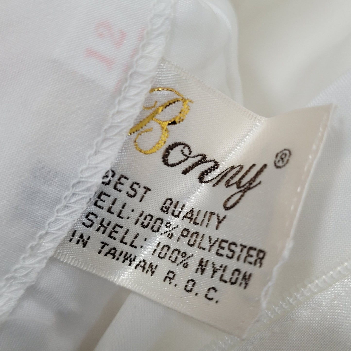 VTG Bonny Satin Embroidered Beaded Bow Long Puff Sleeve Wedding Dress Gown 12