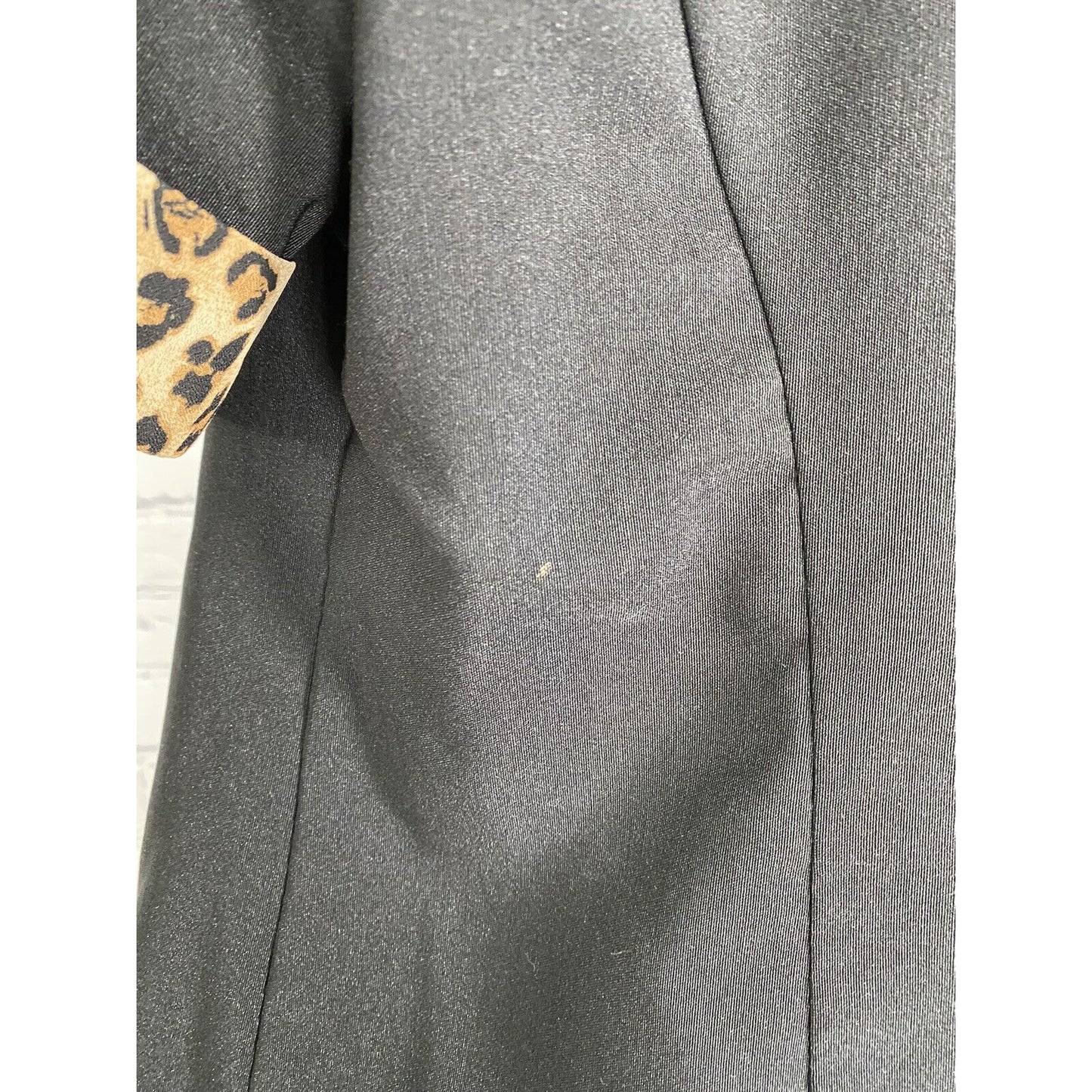 VTG Sheri Martin Petite Black Cheetah Print Short Sleeve Open Front Jacket 8P