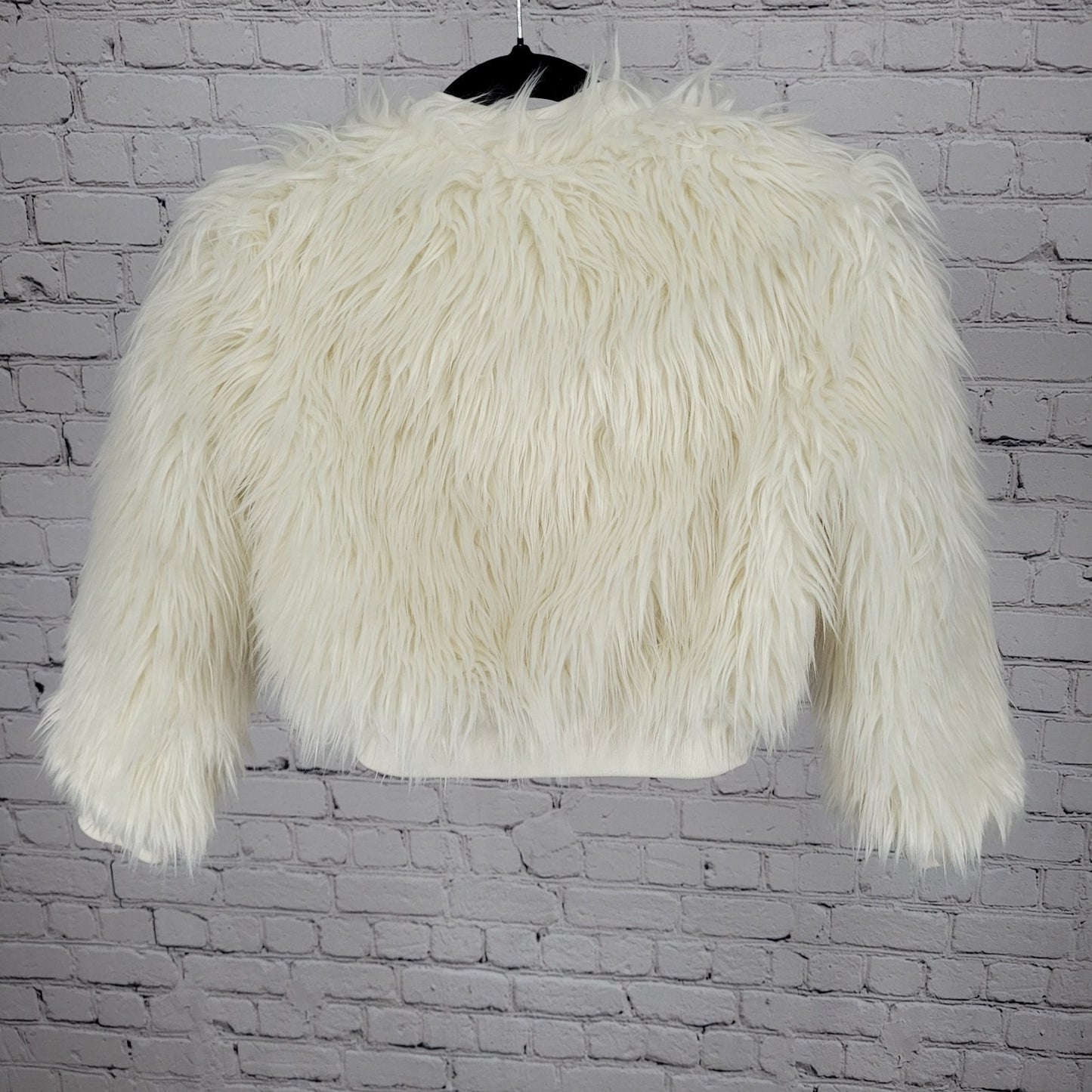 D-Signed Disney Ivory White Faux Fur Lined Zip Jacket Girls Size Small S 7/8
