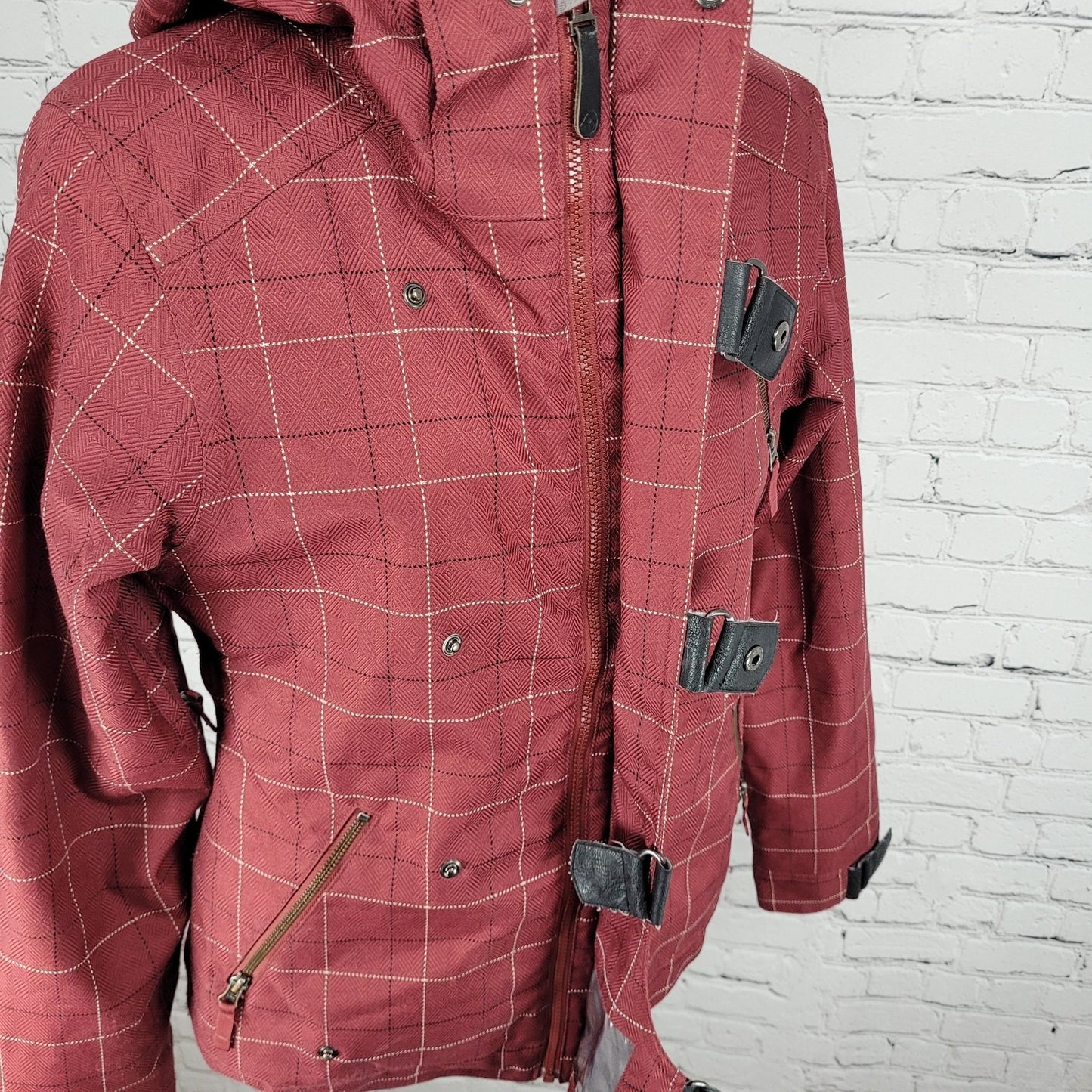 Burton Red Check Dryride Faux Fur Lined Insulated Dream Jacket Size Small S