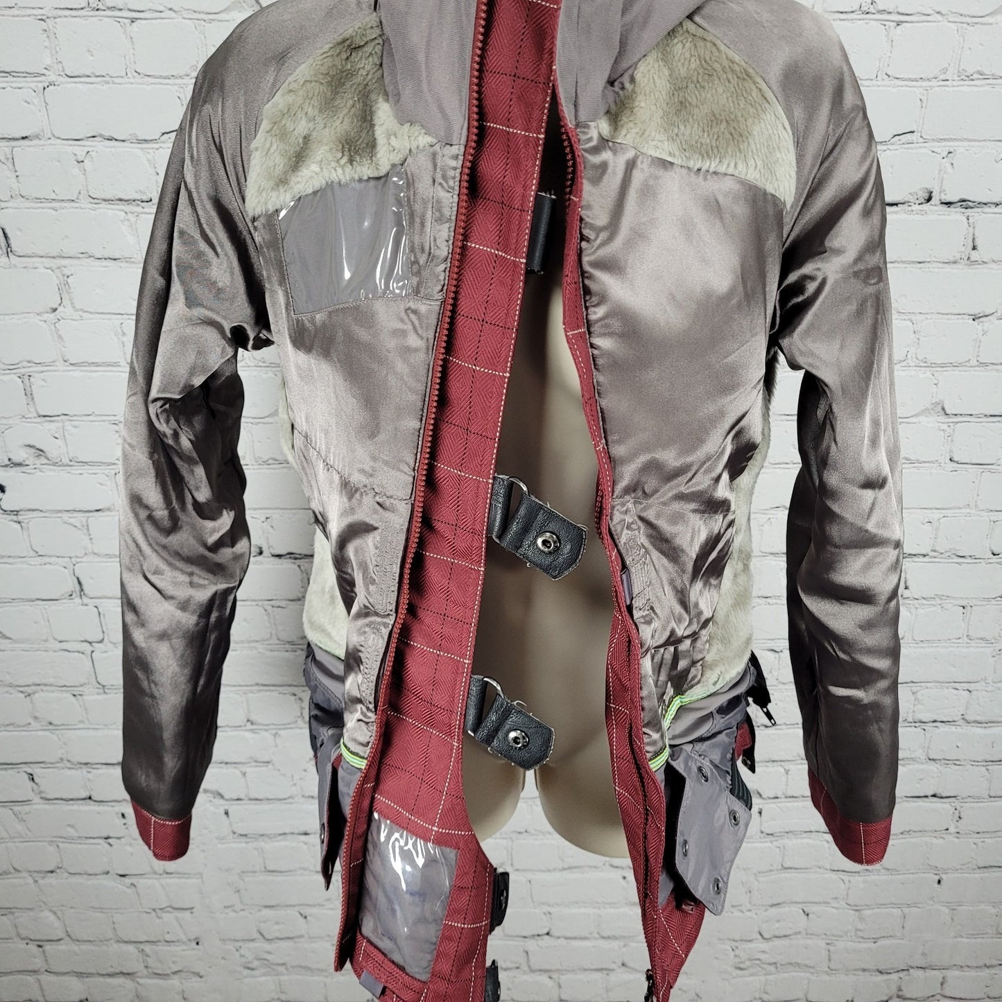 Burton Red Check Dryride Faux Fur Lined Insulated Dream Jacket Size Small S