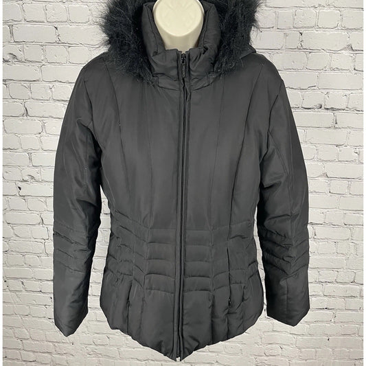Calvin Klein Black Quilted Down Insulated Removable Hood Jacket Size Medium M