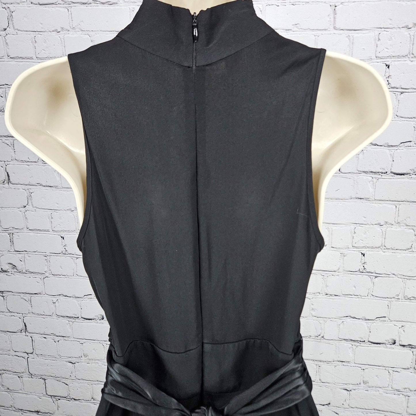 Catherine Malandrino Black Silk Stretch Wrap V-Neck Tie Back Wide Leg Jumper 0