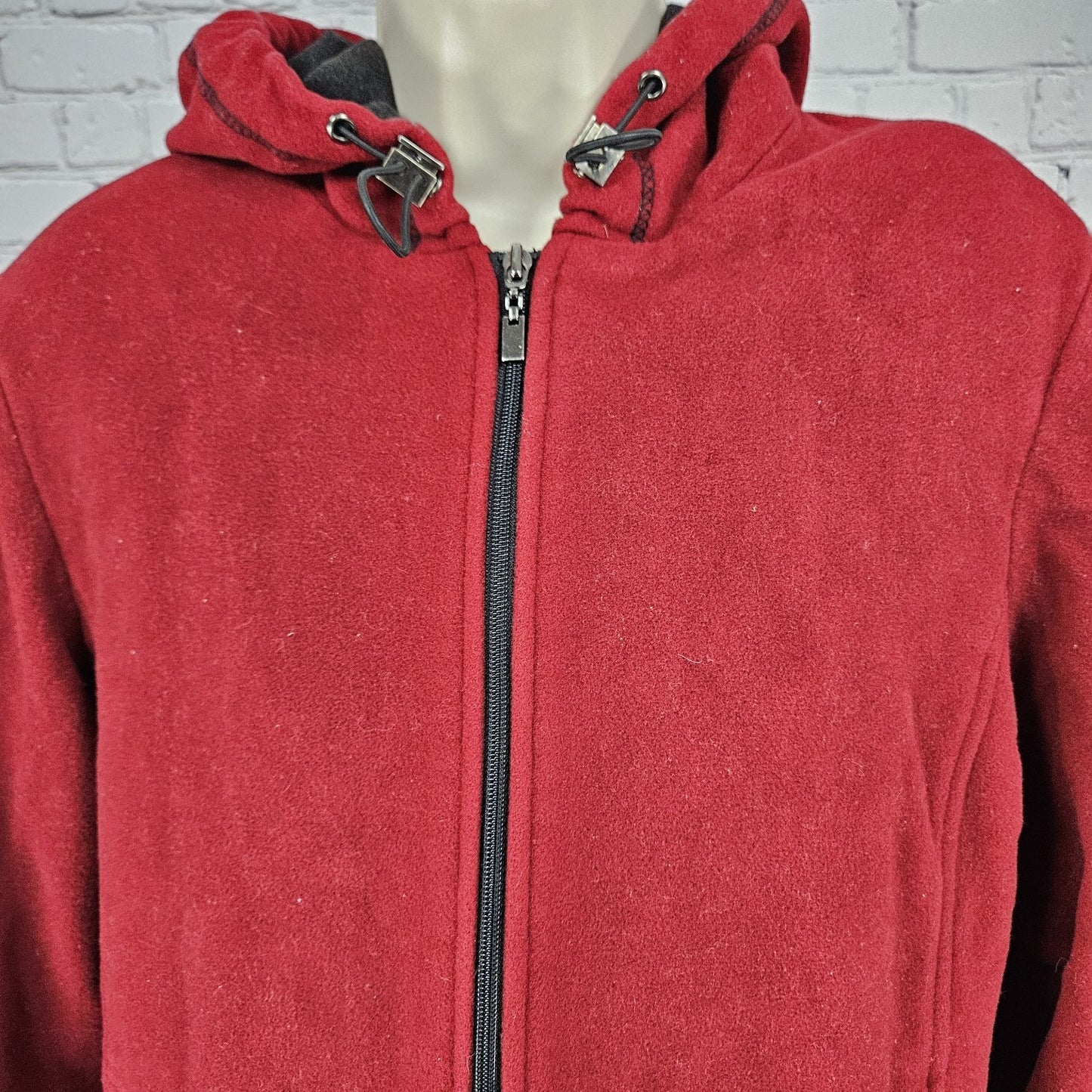 VTG Forecaster Of Boston Red Lambswool Blend Hooded Full Zip Lined Jacket 12P