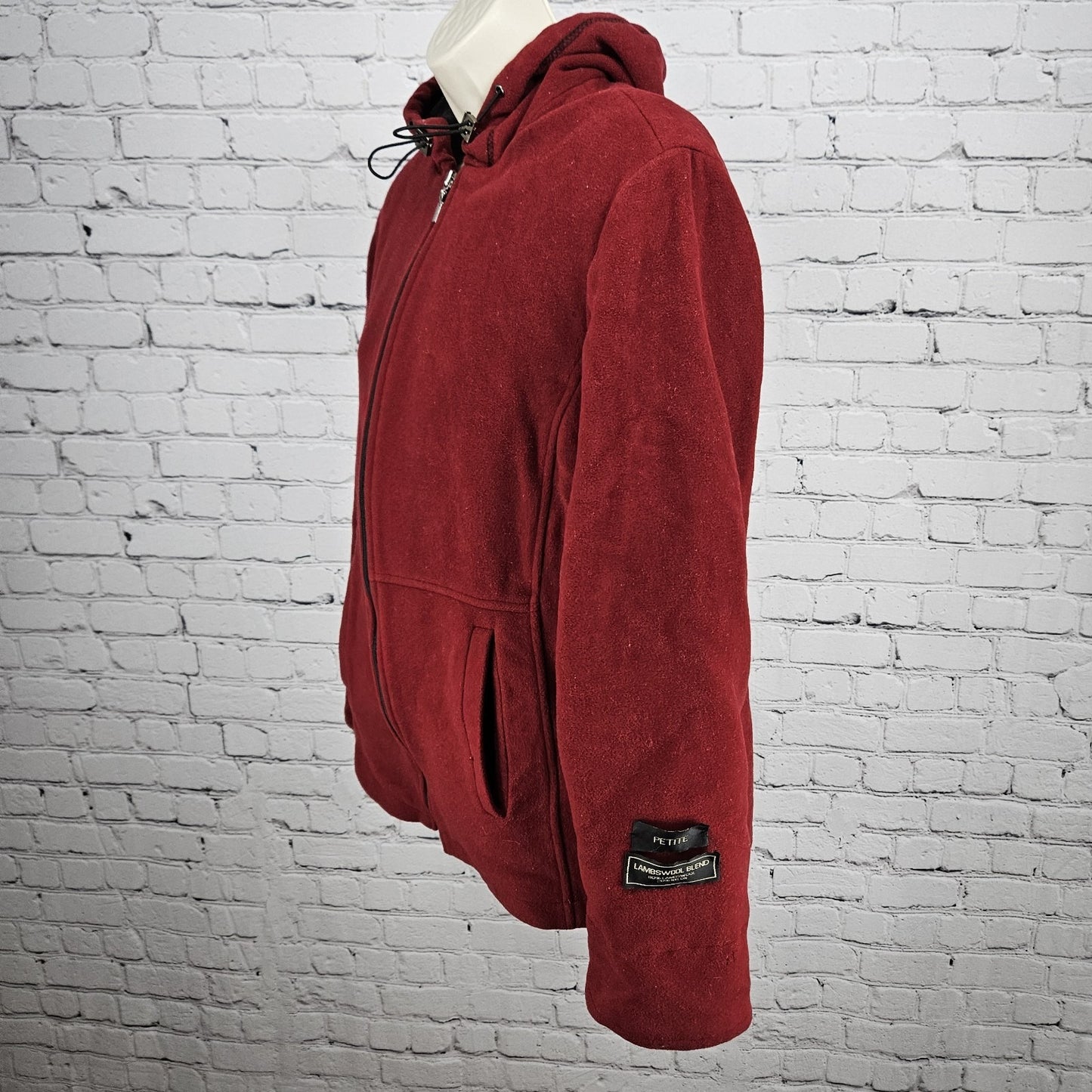 VTG Forecaster Of Boston Red Lambswool Blend Hooded Full Zip Lined Jacket 12P