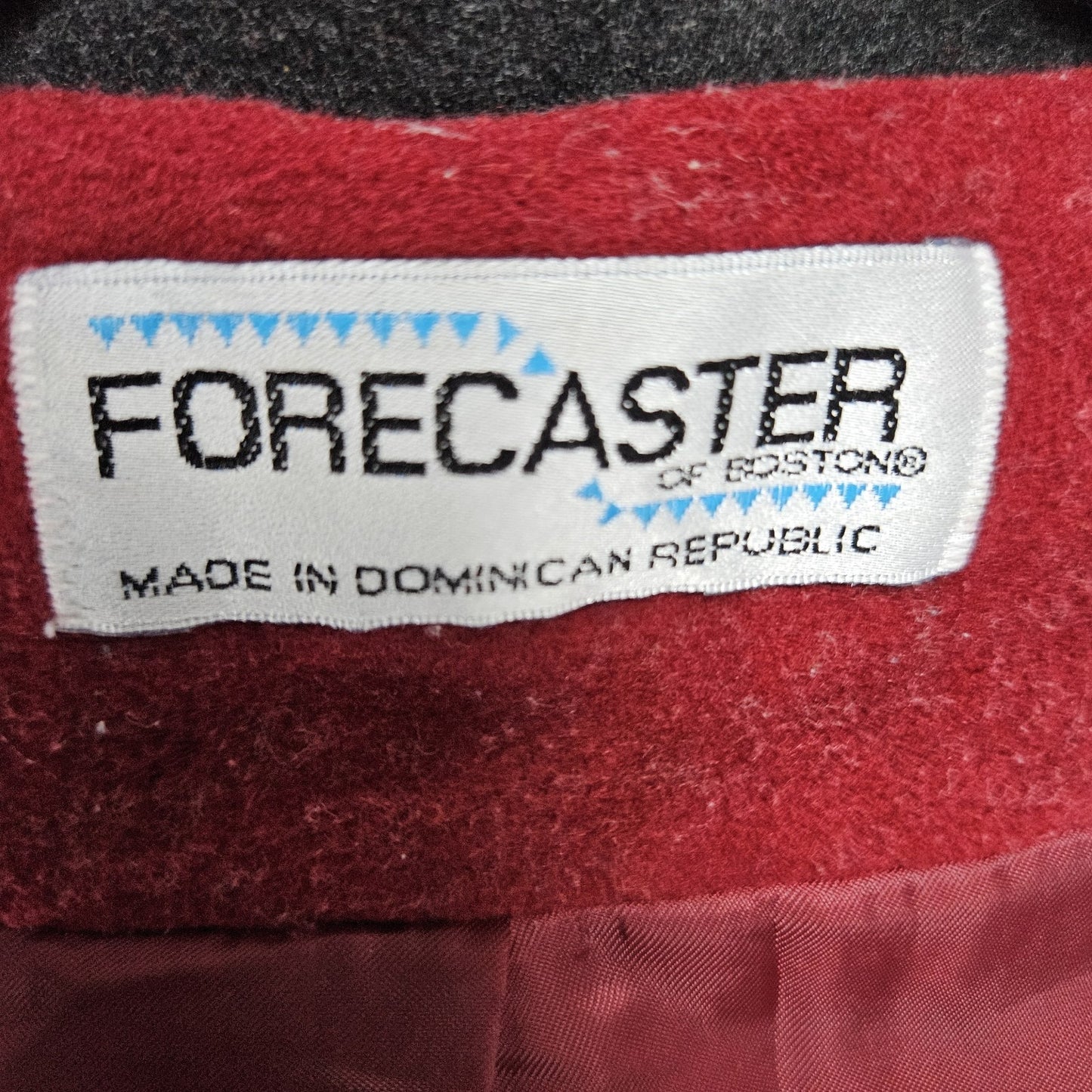 VTG Forecaster Of Boston Red Lambswool Blend Hooded Full Zip Lined Jacket 12P
