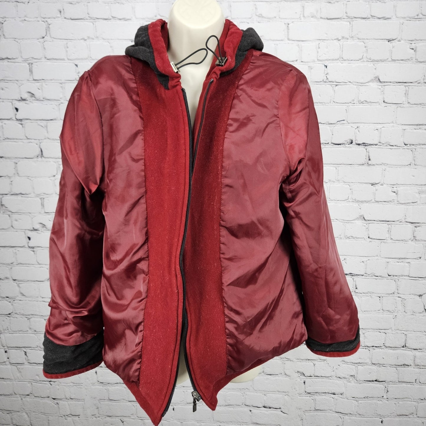 VTG Forecaster Of Boston Red Lambswool Blend Hooded Full Zip Lined Jacket 12P